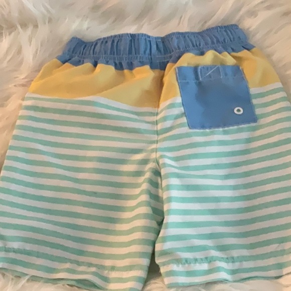 J Khaki Striped Sailboat Kids Swim Shorts - Picture 2 of 6